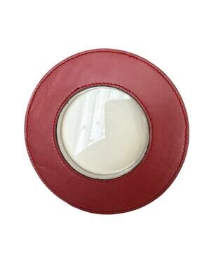 Round Red Picture Frame Desk Table Top Faux Leather Global Views India